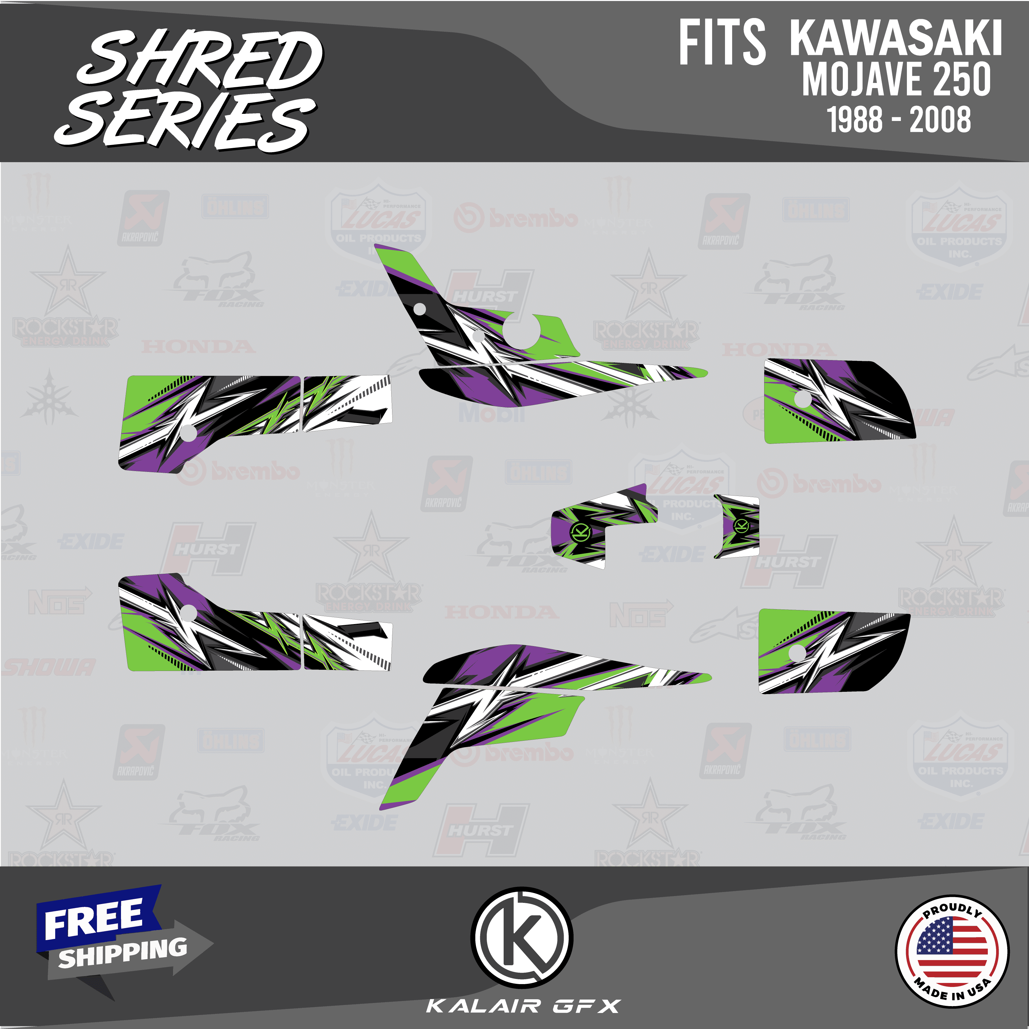 Kalair GFX Graphics Kit for Kawasaki ATV Mojave 250 Shred Series
