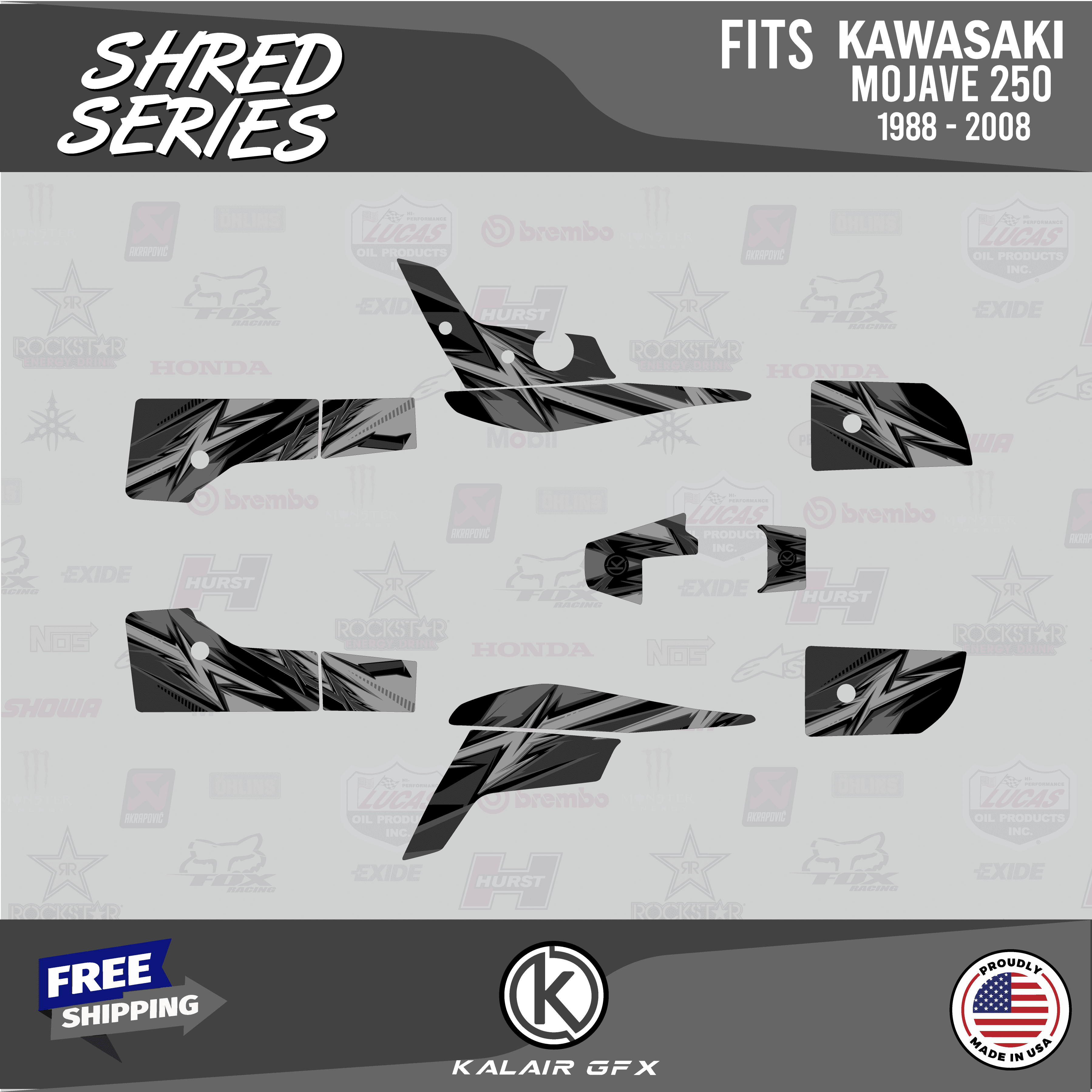 Kalair GFX Graphics Kit for Kawasaki ATV Mojave 250 Shred Series