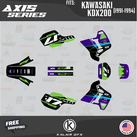 Kalair GFX Graphics Kit for Kawasaki KDX200 (1991-1994) Axis Series