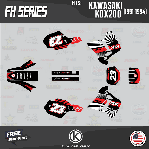Kalair GFX Graphics Kit for Kawasaki KDX200 (1991-1994) Fh Series