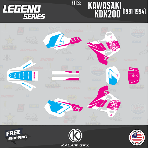 Kalair GFX Graphics Kit for Kawasaki KDX200 (1991-1994) Legend Series