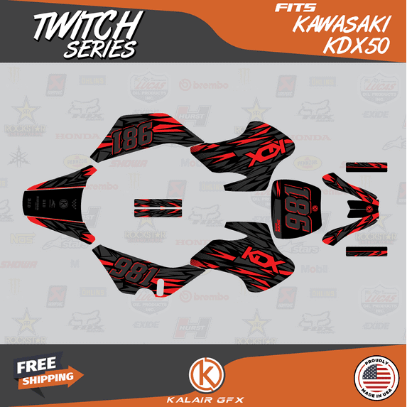 Kalair GFX Graphics Kit for Kawasaki KDX50 (All Years) Twitch Series