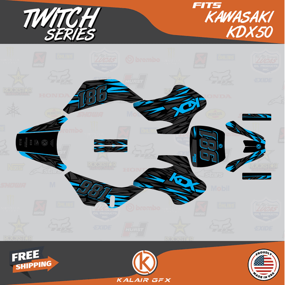 Kalair GFX Graphics Kit for Kawasaki KDX50 (All Years) Twitch Series