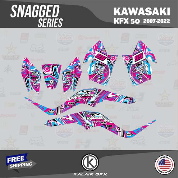 Kalair GFX Graphics Kit for Kawasaki KFX50 (2007-2022) Snagged Series