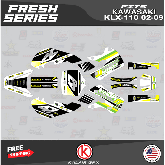 Kalair GFX Graphics Kit for Kawasaki KLX110 (2002-2009) Fresh Series