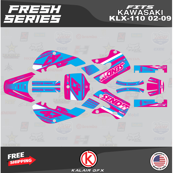 Kalair GFX Graphics Kit for Kawasaki KLX110 (2002-2009) Fresh Series