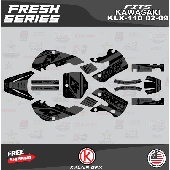 Kalair GFX Graphics Kit for Kawasaki KLX110 (2002-2009) Fresh Series