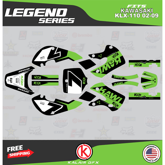 Kalair GFX Graphics Kit for Kawasaki KLX110 (2002-2009) Legend Series