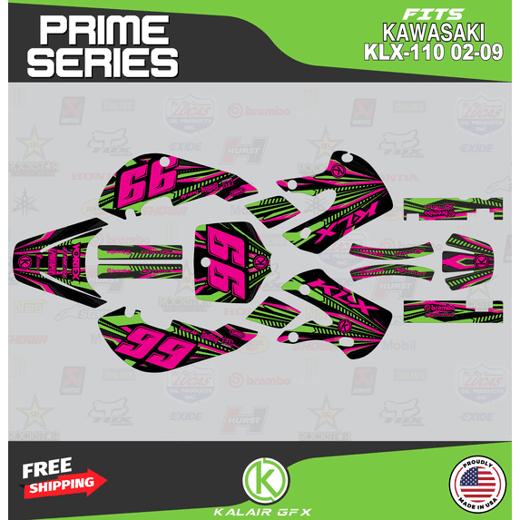 Kalair GFX Graphics Kit for Kawasaki KLX110 (2002-2009) Prime Series