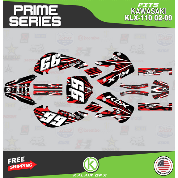 Kalair GFX Graphics Kit for Kawasaki KLX110 (2002-2009) Prime Series
