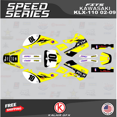 Kalair GFX Graphics Kit for Kawasaki KLX110 (2002-2009) Speed Series