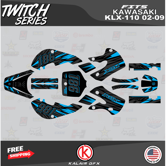 Kalair GFX Graphics Kit for Kawasaki KLX110 (2002-2009) Twitch Series