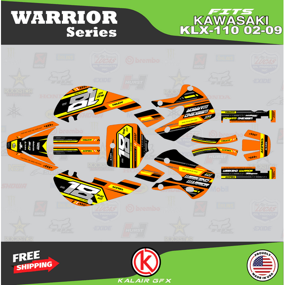 Kalair GFX Graphics Kit for Kawasaki KLX110 (2002-2009) Warrior Series