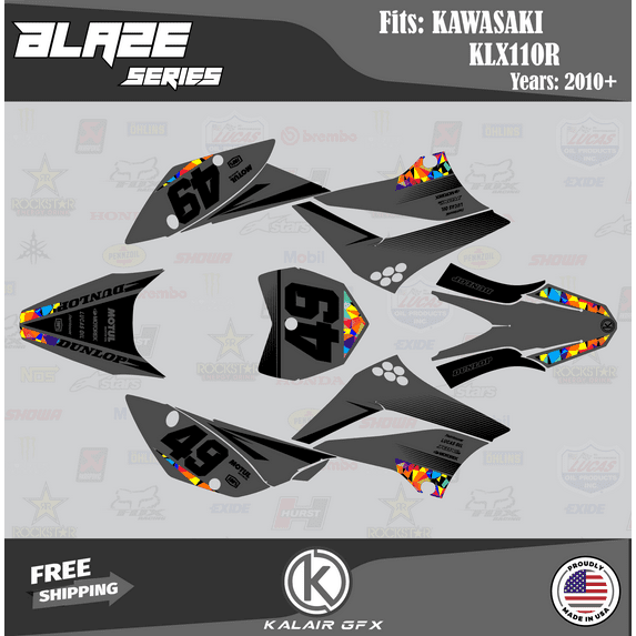 Kalair GFX Graphics Kit for Kawasaki KLX110 (2010-2023) Blaze Series