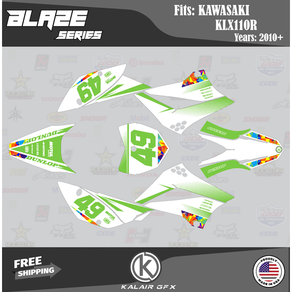 Kalair GFX Graphics Kit for Kawasaki KLX110 (2010-2023) Blaze Series