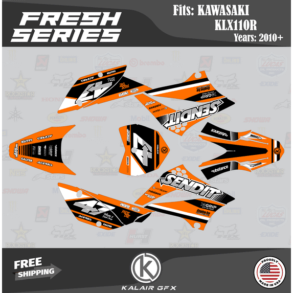 Kalair GFX Graphics Kit for Kawasaki KLX110 (2010-2023) Fresh Series