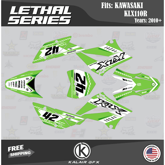 Kalair GFX Graphics Kit for Kawasaki KLX110 (2010-2023) Lethal Series