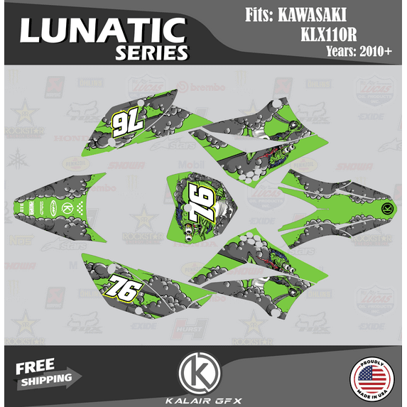 Kalair GFX Graphics Kit for Kawasaki KLX110 (2010-2023) Lunatic Series