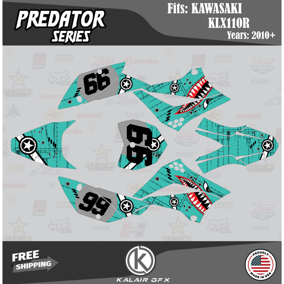 Kalair GFX Graphics Kit for Kawasaki KLX110 (2010-2023) Predator Series