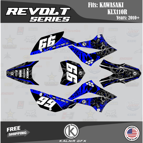 Kalair GFX Graphics Kit for Kawasaki KLX110 (2010-2023) Revolt Series