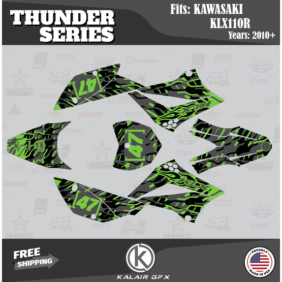 Kalair GFX Graphics Kit for Kawasaki KLX110 (2010-2023) Thunder Series