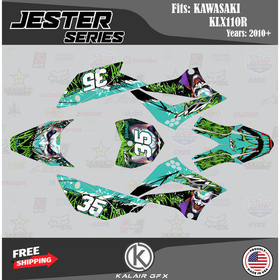 Kalair GFX Graphics Kit for Kawasaki KLX110 (2010-2024) Jester Series