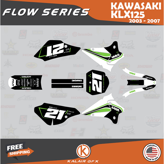 Kalair GFX Graphics Kit for Kawasaki KLX125 (2003-2007) Flow Series