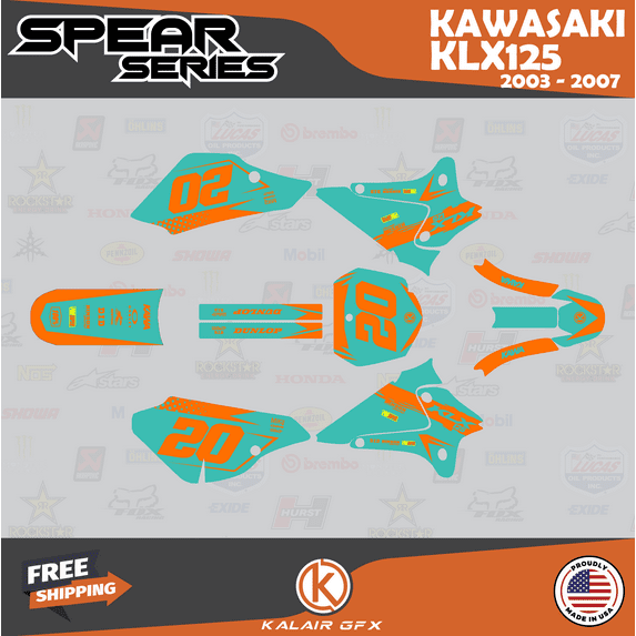 Kalair GFX Graphics Kit for Kawasaki KLX125 (2003-2007) Spear Series
