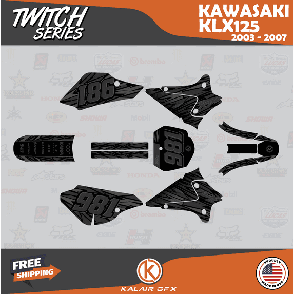 Kalair GFX Graphics Kit for Kawasaki KLX125 (2003-2007) Twitch Series