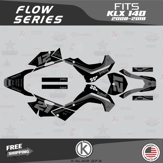 Kalair GFX Graphics Kit for Kawasaki KLX140 (2008-2018) Flow Series