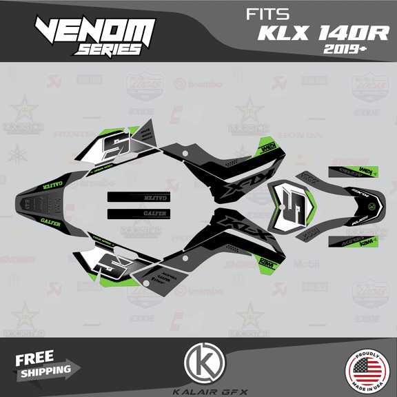 Kalair GFX Graphics Kit for Kawasaki KLX140R (2019-2023) Venom Series