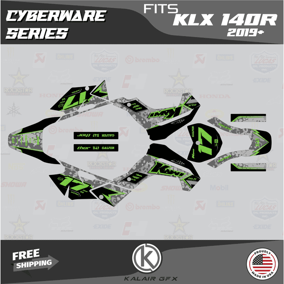 Kalair GFX Graphics Kit for Kawasaki KLX140R (2019+) Cyberware Series