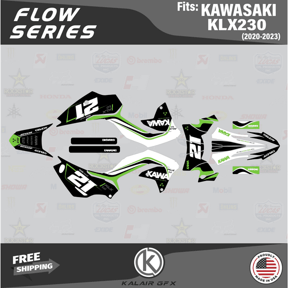 Kalair GFX Graphics Kit for Kawasaki KLX230 (2020-2024) Flow Series