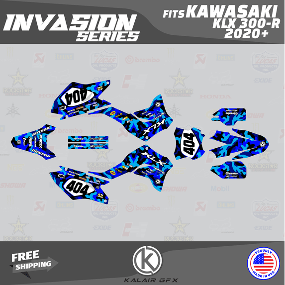 Kalair GFX Graphics Kit for Kawasaki KLX300R (2020-2022) Invasion Series