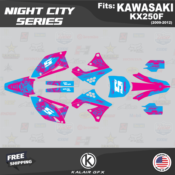 Kalair GFX Graphics Kit for Kawasaki KX 250F (2009-2012) Night-city Series