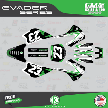 Kalair GFX Graphics Kit for Kawasaki KX100 (2001-2013) Evader Series