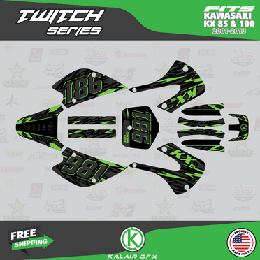 Kalair GFX Graphics Kit for Kawasaki KX100 (2001-2013) Twitch Series