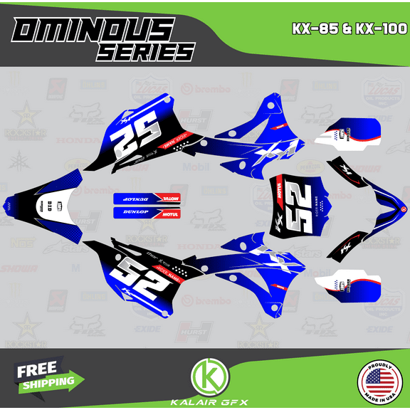 Kalair GFX Graphics Kit for Kawasaki KX100 (2014-2021) Ominous Series