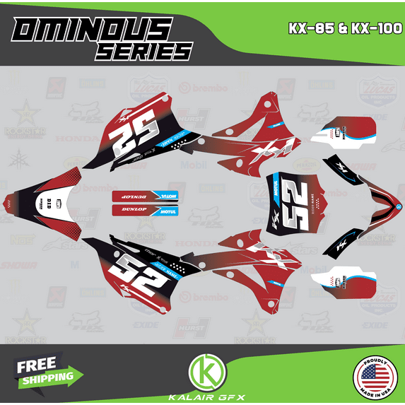 Kalair GFX Graphics Kit for Kawasaki KX100 (2014-2021) Ominous Series
