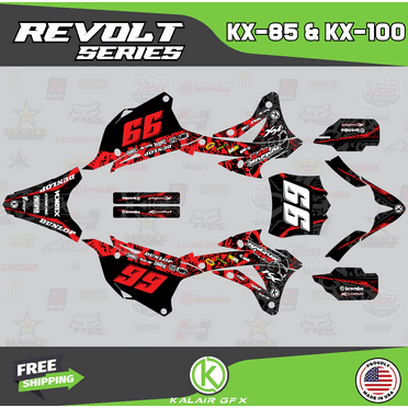 Kalair GFX Graphics Kit for Kawasaki KX100 (2014-2021) Revolt Series