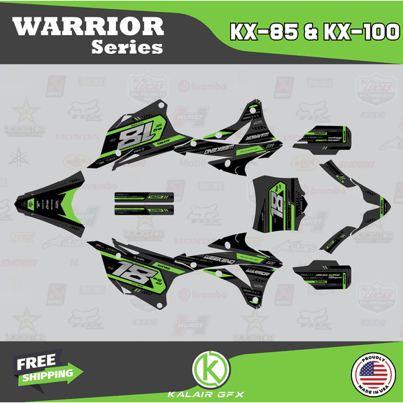 Kalair GFX Graphics Kit for Kawasaki KX100 (2014-2021) Warrior Series