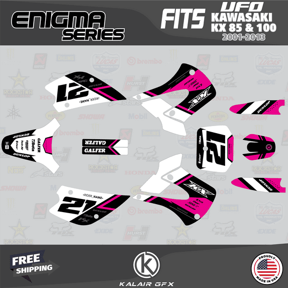 Kalair GFX Graphics Kit for Kawasaki KX100 UFO RESTYLE (2001-2013) Enigma Series