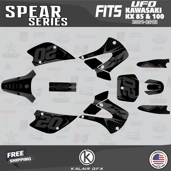 Kalair GFX Graphics Kit for Kawasaki KX100 UFO RESTYLE (2001-2013) Spear Series