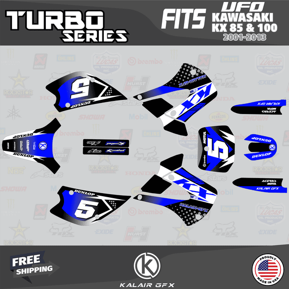 Kalair GFX Graphics Kit for Kawasaki KX100 UFO RESTYLE (2001-2013 ...