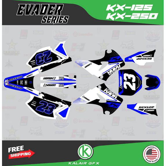 Kalair GFX Graphics Kit for Kawasaki KX125 (2003-2008) Evader Series