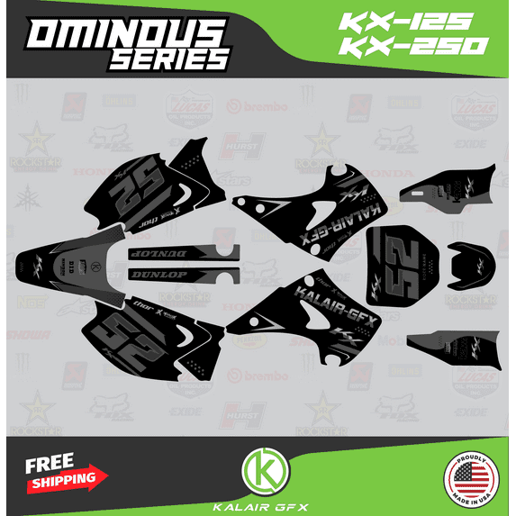 Kalair GFX Graphics Kit for Kawasaki KX125 (2003-2008) Ominous Series