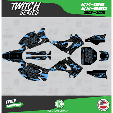Kalair GFX Graphics Kit for Kawasaki KX125 (2003-2008) Twitch Series