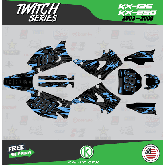 Kalair GFX Graphics Kit for Kawasaki KX125 (2003-2008) Twitch Series