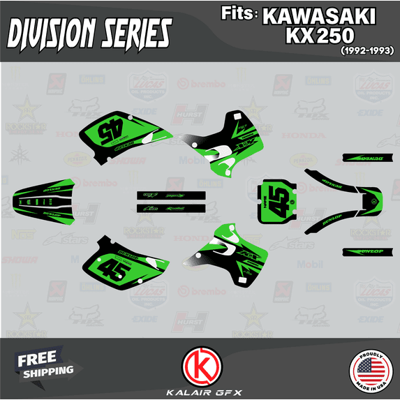 Kalair GFX Graphics Kit for Kawasaki KX250 (1992-1993) Division Series