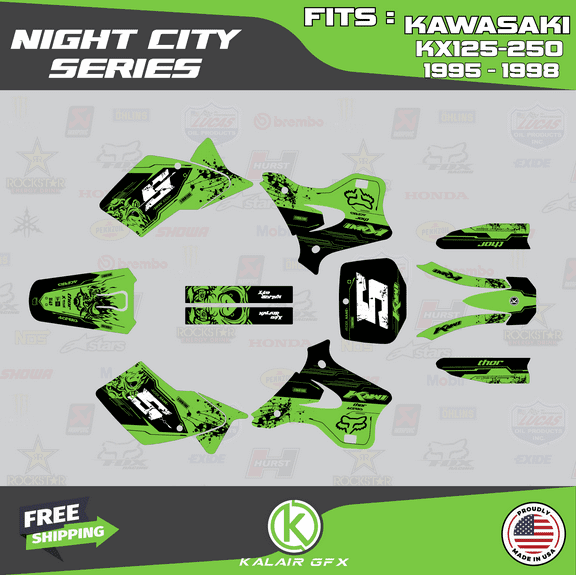 Kalair GFX Graphics Kit for Kawasaki KX250 (1995-1998) Nightcity Series